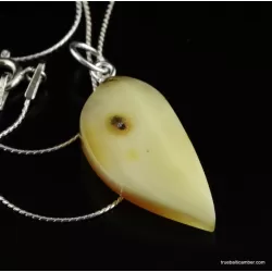 Genuine Baltic amber CARVED silver pendant