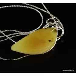 Genuine Baltic amber CARVED silver pendant
