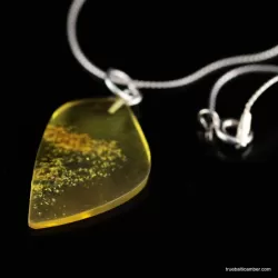 Genuine Baltic amber CARVED silver pendant