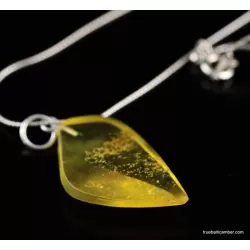 Genuine Baltic amber CARVED silver pendant