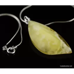 Genuine Baltic amber CARVED silver pendant