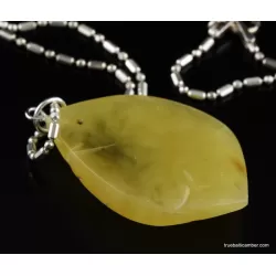 Genuine Baltic amber CARVED silver pendant