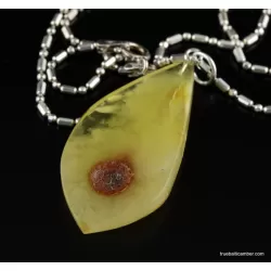 Genuine Baltic amber CARVED silver pendant