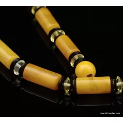 Egg yolk Cylinder beads Baltic amber UNISEX choker 23in