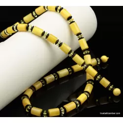 Egg yolk Cylinder beads Baltic amber UNISEX choker 22in