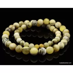 Unique Marble ROUND beads Baltic amber necklace 24in