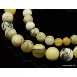 Unique Marble ROUND beads Baltic amber necklace 24in