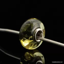 Green PANDORA style Baltic amber bead Charm