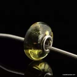 Green PANDORA style Baltic amber bead Charm