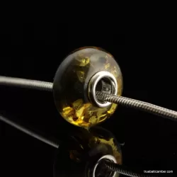 Green PANDORA style Baltic amber bead Charm