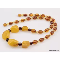 Artisan combination beads Baltic amber necklace 20in