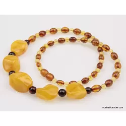 Artisan combination beads Baltic amber necklace 20in