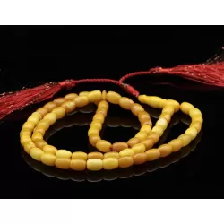 Islamic 66 Prayer Egg Yolk OLIVE Baltic amber beads rosary