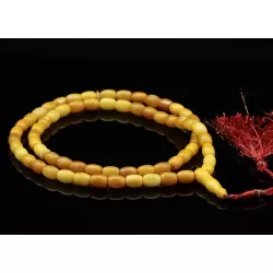 Islamic 66 Prayer Egg Yolk OLIVE Baltic amber beads rosary
