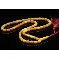 Islamic 66 Prayer Egg Yolk OLIVE Baltic amber beads rosary