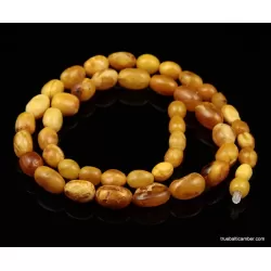 Vintage Egg Yolk beads Baltic amber unisex necklace