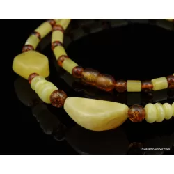Artisan combination beads Baltic amber necklace 20in