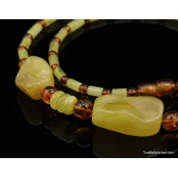 Artisan combination beads Baltic amber necklace 20in