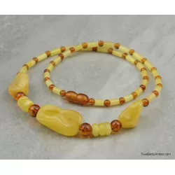 Artisan combination beads Baltic amber necklace 20in