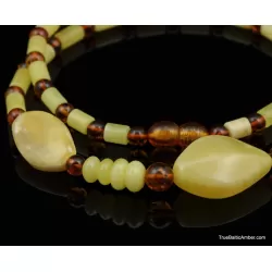 Artisan combination beads Baltic amber necklace 20in