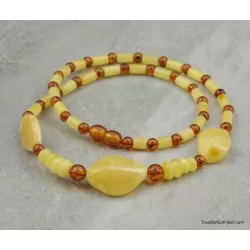 Artisan combination beads Baltic amber necklace 20in