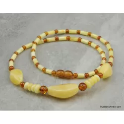 Artisan combination beads Baltic amber necklace 20in