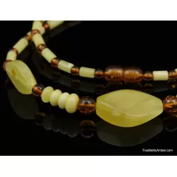 Artisan combination beads Baltic amber necklace 20in