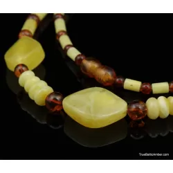 Artisan combination beads Baltic amber necklace 20in