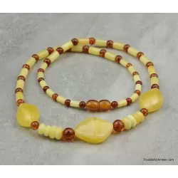 Artisan combination beads Baltic amber necklace 20in