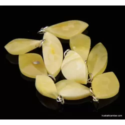 10 Butter Baltic amber CARVED silver pendants