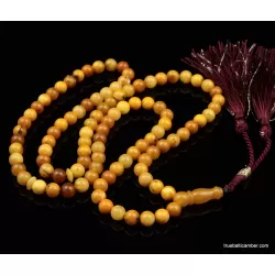 ANTIQUE Islamic 99 Baltic amber Prayer ROUND beads
