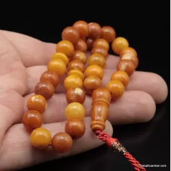 Vintage Egg Yolk Islamic 33 Baltic amber Prayer ROUND beads