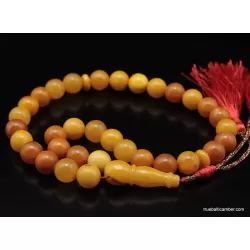 Vintage Egg Yolk Islamic 33 Baltic amber Prayer ROUND beads