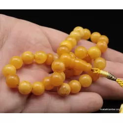 Vintage Egg Yolk Islamic 33 Baltic amber Prayer ROUND beads