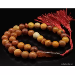 Vintage Egg Yolk Islamic 33 Baltic amber Prayer ROUND beads