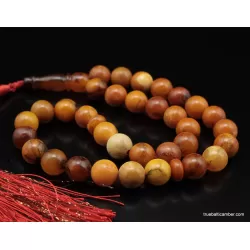 Vintage Egg Yolk Islamic 33 Baltic amber Prayer ROUND beads