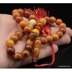 Vintage Egg Yolk Islamic 33 Baltic amber Prayer ROUND beads