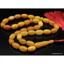 Vintage Egg Yolk Islamic 33 Baltic amber prayer OLIVE beads