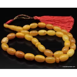 Vintage Egg Yolk Islamic 33 Baltic amber prayer OLIVE beads