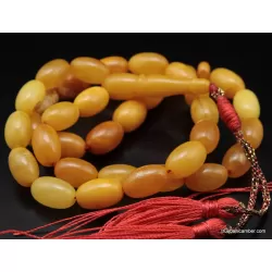 Vintage Egg Yolk Islamic 33 Baltic amber prayer OLIVE beads