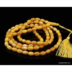 Islamic 99 Prayer Egg Yolk OLIVE Baltic amber beads rosary