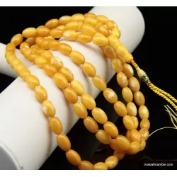 Islamic 99 Prayer Egg Yolk OLIVE Baltic amber beads rosary