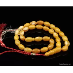 Islamic 33 Prayer Egg Yolk OLIVE Baltic amber beads rosary