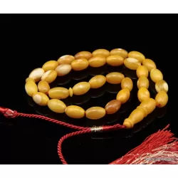 Islamic 33 Prayer Egg Yolk OLIVE Baltic amber beads rosary
