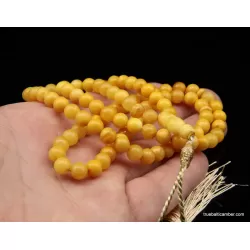 Islamic Egg Yolk 99 Baltic amber Prayer ROUND beads
