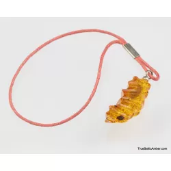 Carved Baltic amber - strap charm dangle