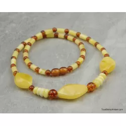 Artisan combination beads Baltic amber necklace 20in