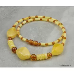 Artisan combination beads Baltic amber necklace 20in