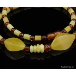 Artisan combination beads Baltic amber necklace 20in