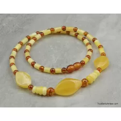 Artisan combination beads Baltic amber necklace 20in